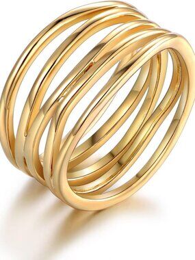 18K Gold Plated Statement Ring for Women Trendy Bold Ring Made in Brazil